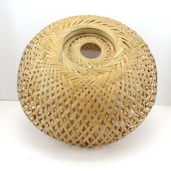 Rattan Pendant Light Shade Round  6" x 12" Natural Rattan Beige/Brown Color - Picture 6 of 8